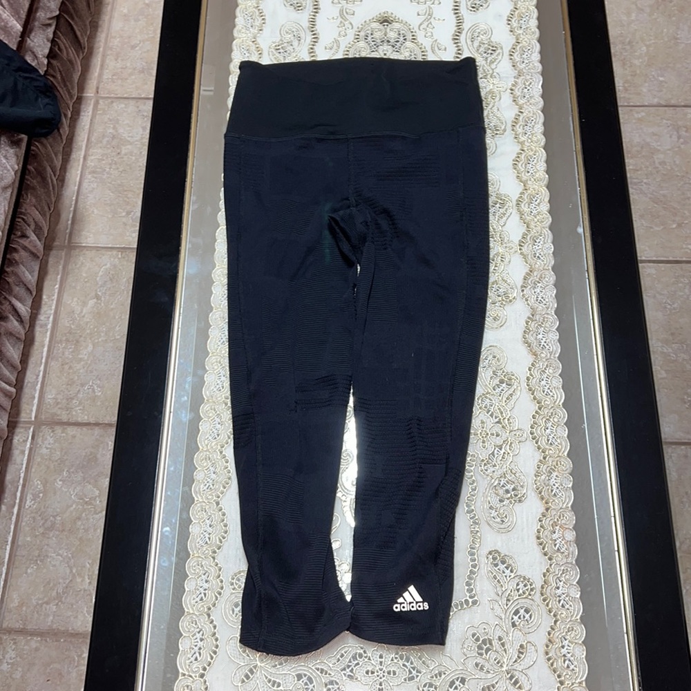 Adidas black capri textured leggings